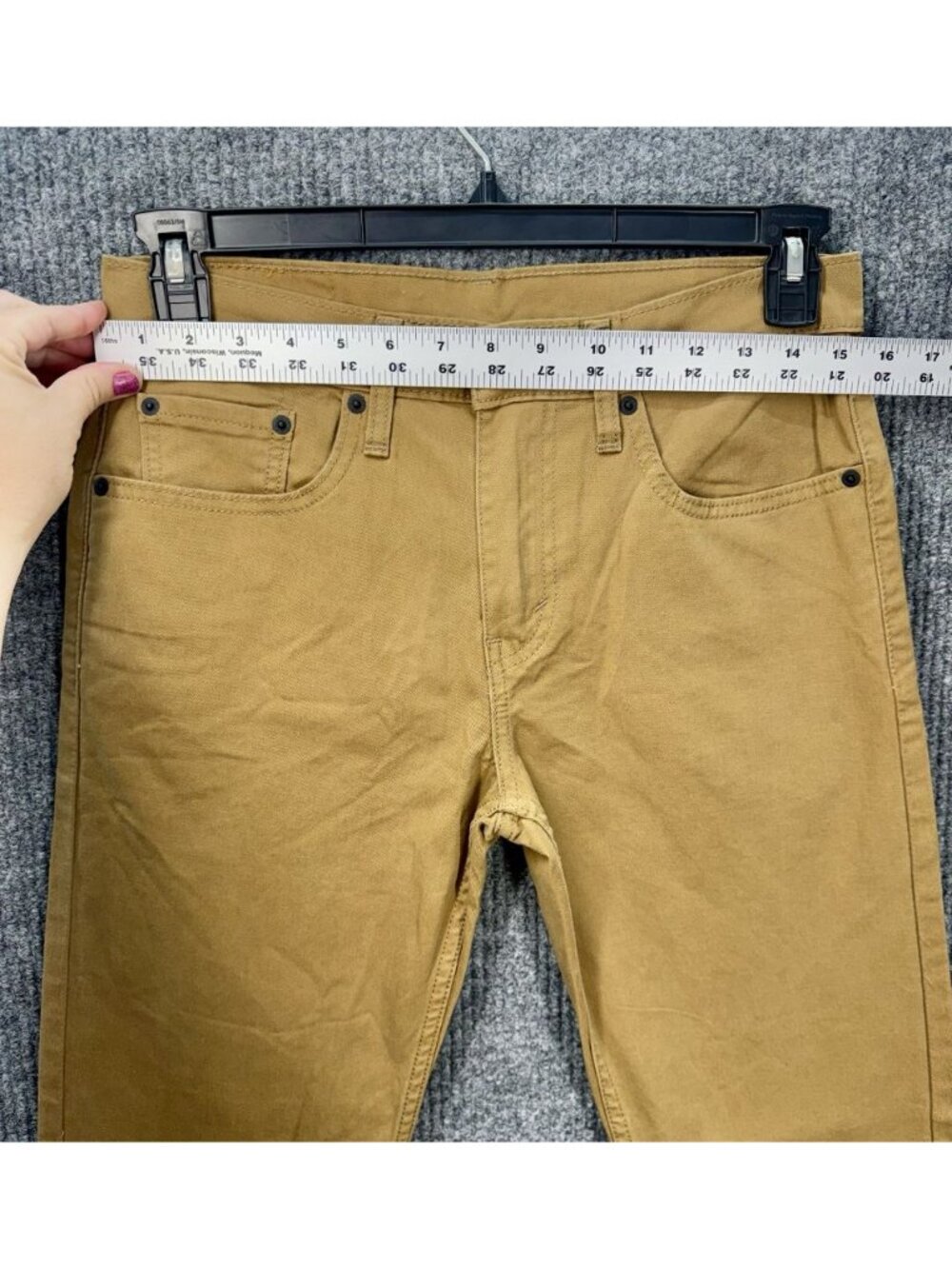 Levis 502 Jeans Men’s 29x32 Khaki Tan Regular Taper Fit White Tab Stretch Pants - Picture 7 of 10
